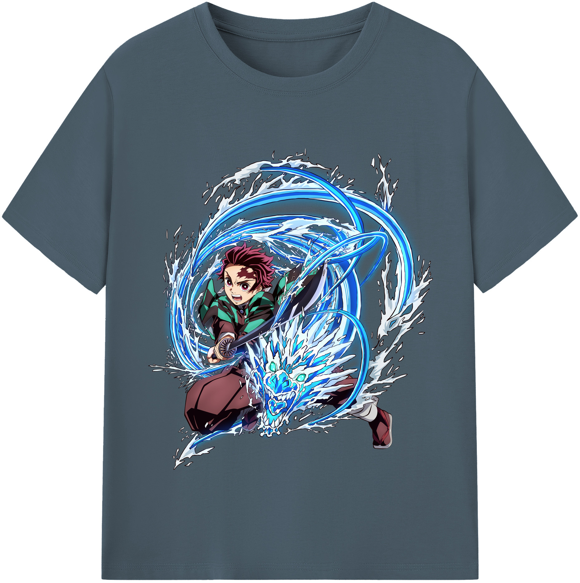 （画像用） 鬼滅の刃 竈門 炭治郎／かまど たんじろう Kamado Tanjirou 綿100％半袖Tシャツ（フロントプリント）